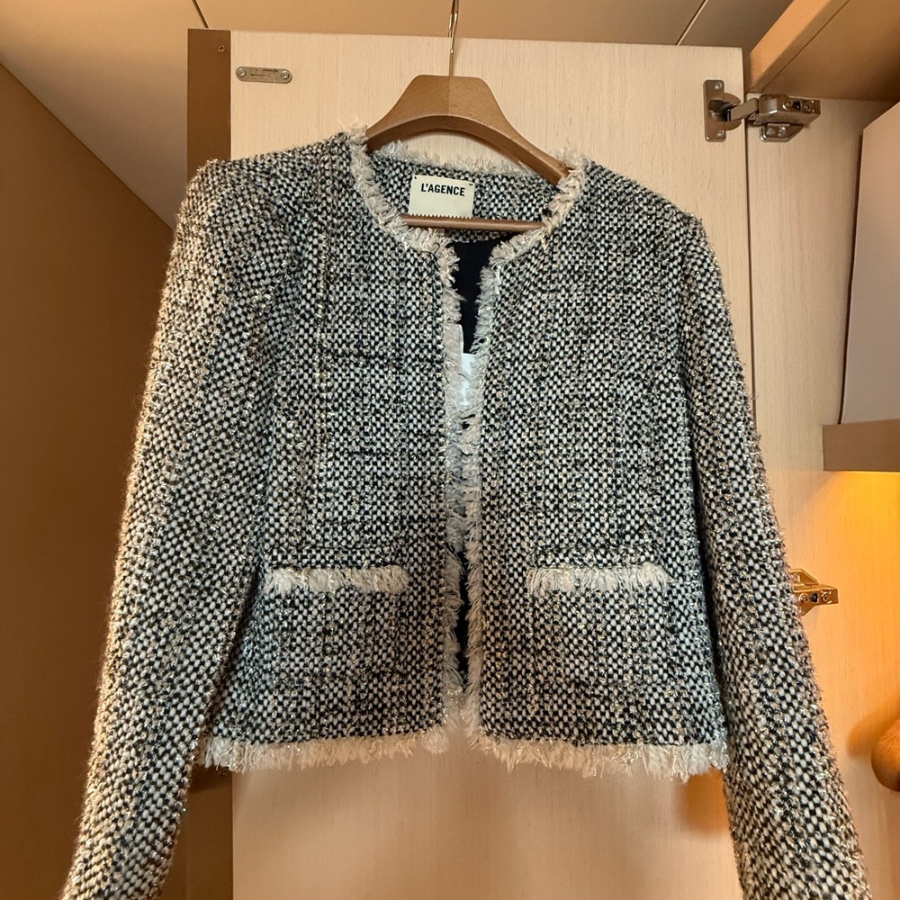 L'AGENCE Monochrome Tweed Blazer